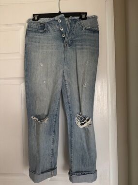 Jonathan Simkhai Faded Light Blue Distressed Boyfriend Jeans
